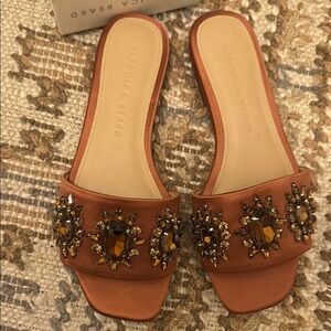 Veronica Beard Embellished Maggie Sandal Slide Redwood 5